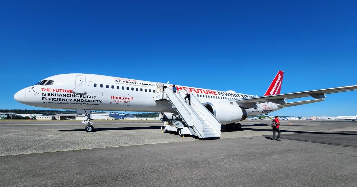 Aeronave de testes da Honeywell Aerospace, empresa que se tornou independente e passou a operar como fornecedora aeroespacial listada na Nasdaq
