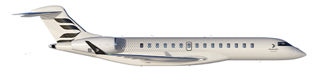 Bombardier Global 8000 em voo, jato executivo mais rápido do mundo, entregue pela primeira vez na Ásia a um cliente de Xangai